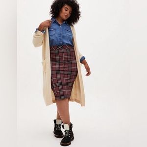 Torrid plaid studio luxe ponte relaxed fit pencil skirt size 4X